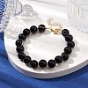 Glass Round Beaded Bracelet with Alloy Clasps BJEW-JB10125-2