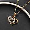 304 Stainless Steel Crystal Rhinestone Heart Pendant Cable Chain Necklaces for Women NJEW-Z056-01B-G-2