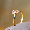 Real 18K Gold Plated Brass Cubic Zirconia Cuff Rings RJEW-EE0001-024C-3