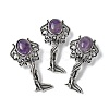 Angel Brass Natural Amethyst Pendants KK-D361-02AS-27-1