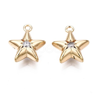 Brass Micro Pave Clear Cubic Zirconia Charms KK-Q764-005-1