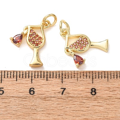 Brass Micro Pave Red Cubic Zirconia Pendants CU-E003-02G-1