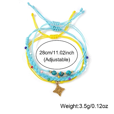 Summer Beach Style Adjustable Synthetic Green Turquoise Imperial Stone Beaded Bracelet Set UQ9789-2-1
