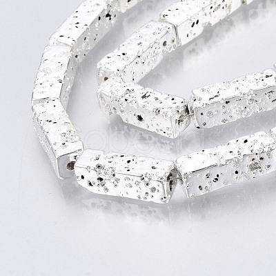 Electroplated Natural Lava Rock Beads Strands G-T114-63S-1