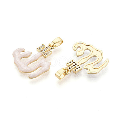 Brass Micro Pave Cubic Zirconia Enamel Pendants X-KK-L231-06G-02-1