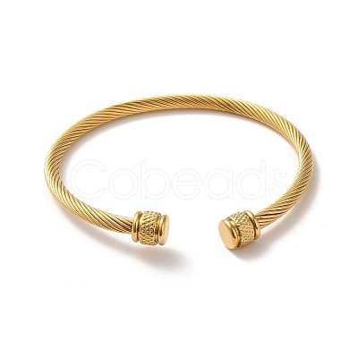 Ion Plating(IP) 304 Stainless Steel Cuff Bangles BJEW-P310-01G-1