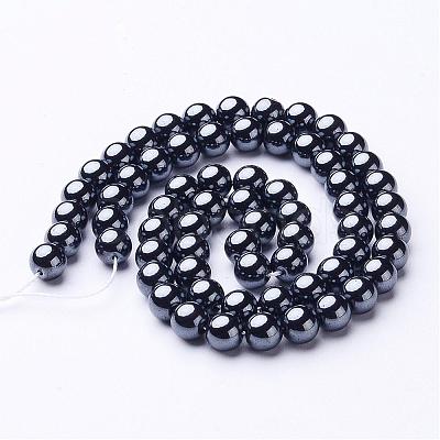 6MM Black AAA Grade Round Non-Magnetic Synthetic Hematite Beads Strands X-G-H1072-1-1