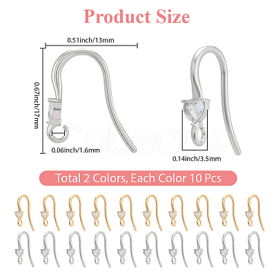 20Pcs 2 Styles 304 Stainless Steel Rhinestone Earring Hooks STAS-BBC0007-16B-1