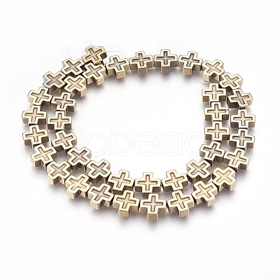Electroplated Non-magnetic Synthetic Hematite Beads Strands G-P392-F06-1