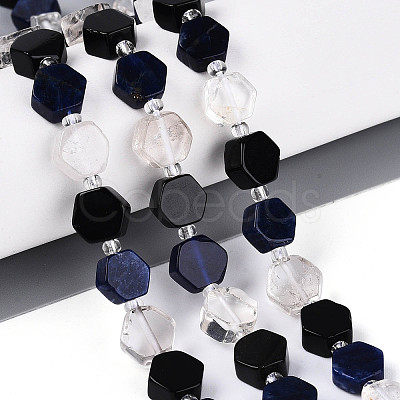 Natural Obsidian & Sodalite & Quartz Crystal Beads Strands G-N358-03A-02-1