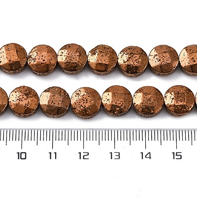 Electroplated Natural Lava Rock Beads Strands G-A256-F01-01D-1