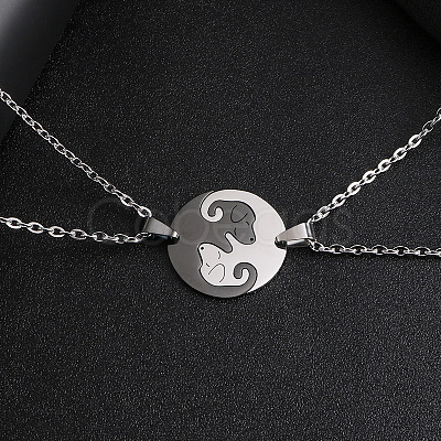 Valentine's Day 201 Stainless Steel Dog Puppy Puzzle Couple Necklaces for Women Men WGE4B3D-03-1