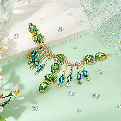 1Pc Flower Brass Rhinestone Ornament Accessories OHAR-FG0001-03-1
