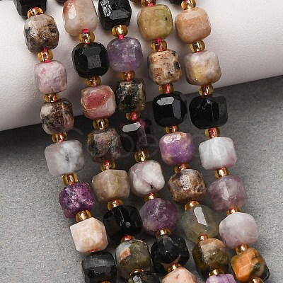 Natural Multicolor Tourmaline Beads Strands GG-CBAC972-A03-01-1