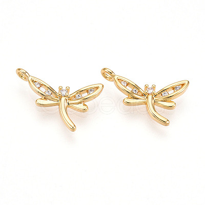 Brass Micro Pave Cubic Zirconia Charms KK-N261-74G-1