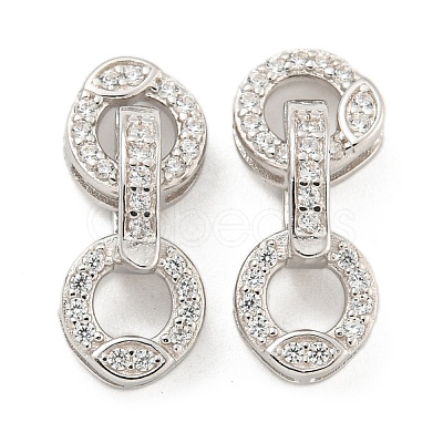 925 Sterling Silver Micro Pave Clear Cubic Zirconia Fold Over Clasps STER-U001-10P-1