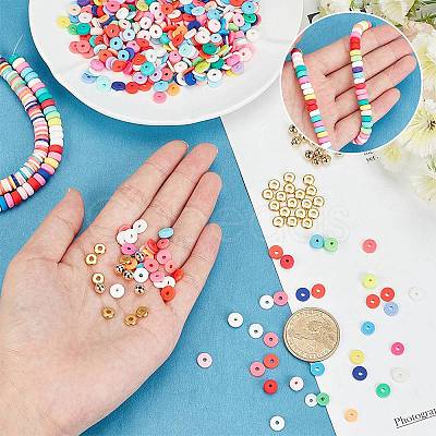 Flat Round Handmade Polymer Clay Beads CLAY-PH0001-42-1