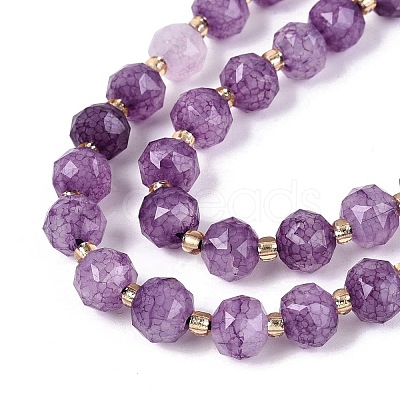 Ombre Effect Dyed Transparent Crackle Glass Beads Strands GLAA-Q111-8MM-03-1