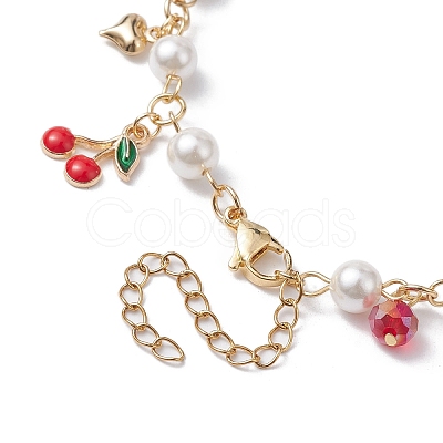 Glass Beads & Pearl Beaded Bib Necklaces NJEW-JN04633-1