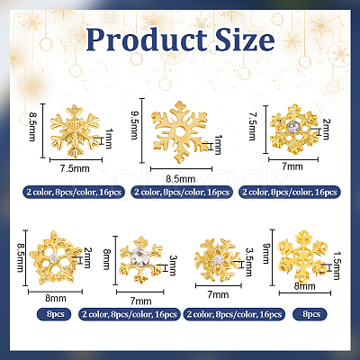 96Pcs 7 Styles Christmas Themed Alloy Cabochons MRMJ-OC0002-34-1