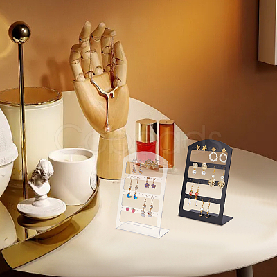 6Pcs 6 Styles 4-Tier PP Plastic Slant Back Earring Organizer Display Stands EDIS-DR0001-03-1