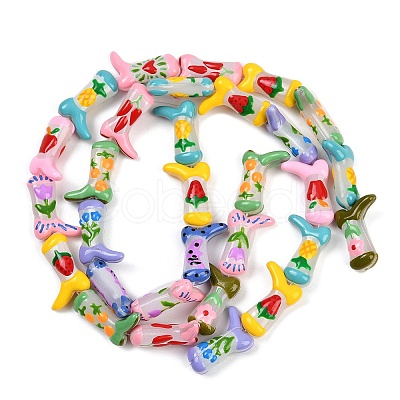 Boot Baking Paint Glass Enamel Beads LAMP-C020-02-1