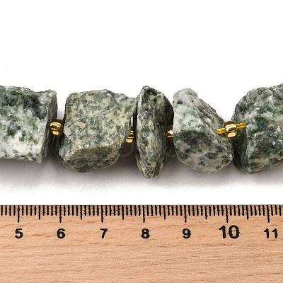 Raw Rough Natural Green Spot Jasper Beads Strands G-Z087-B16-1