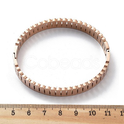 Ion Plating(IP) 304 Stainless Steel Hinged Bangles for Women BJEW-A011-18RG-1