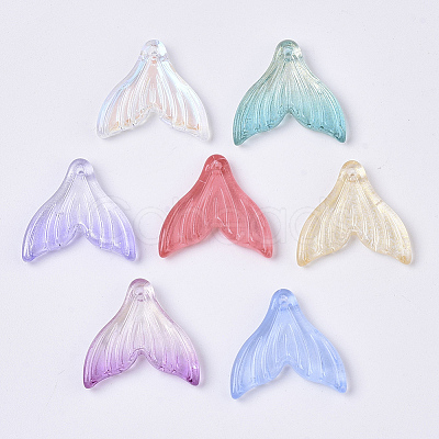 Transparent Spray Painted Glass Pendants GLAA-S190-009A-1