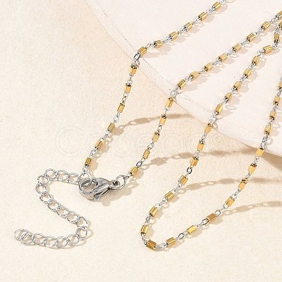 1.5MM Two Tone 304 Stainless Steel Cuboid Link Chain Necklaces for Women NJEW-G201-03GP-1