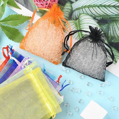 20Pcs 10 Colors Rectangle Organza Drawstring Bags CON-YW0001-31A-1