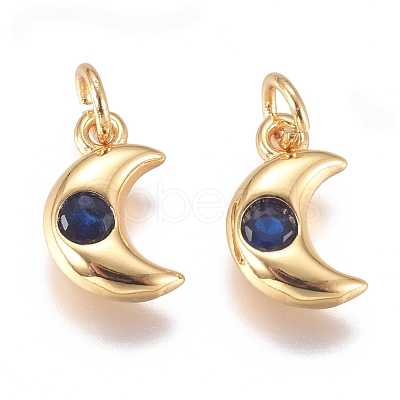 Brass Micro Pave Cubic Zirconia Charms ZIRC-G168-56G-03-1
