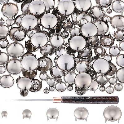 150Pcs 5 Styles Flat Round Brass Four Claw Nail KK-CL0001-03P-1