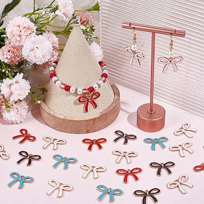 50Pcs 5 Colors Alloy Enamel Pendants ENAM-SC0006-46-1