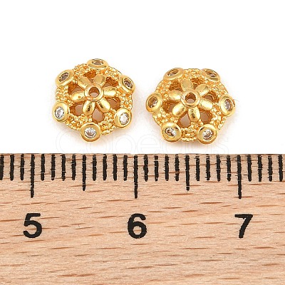 Brass Micro Pave Clear Cubic Zirconia Bead Caps CU-CBA6A75-32G-1