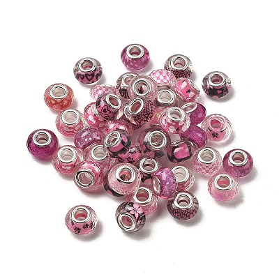Printed Transparent Resin European Beads RESI-C063-03I-1