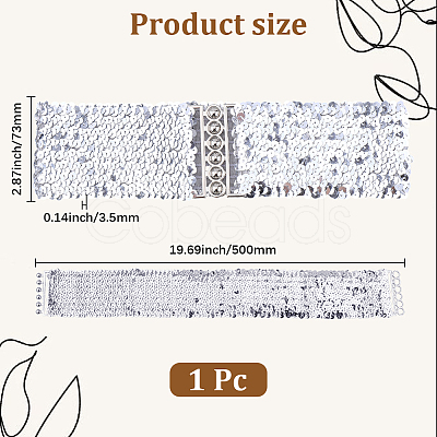 Sparkle Sequins Wide Elastic Dress Belts AJEW-WH20128-026P-03-1
