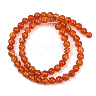 Natural Red Agate Beads Strands G-B171-B03-6mm-1
