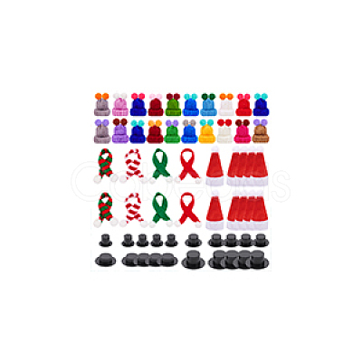 Christmas Theme Plastic Doll Hat & Cloth Scarf Sets DIY-NB0012-65-1