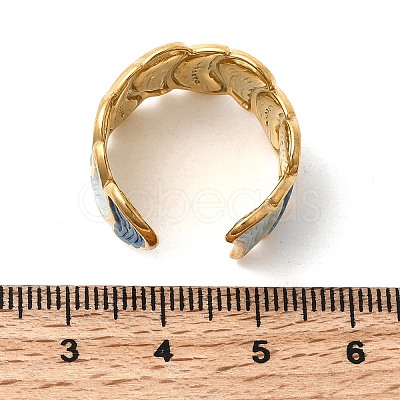 304 Stainless Steel Enamel Open Cuff Rings RJEW-L335-02B-G-1