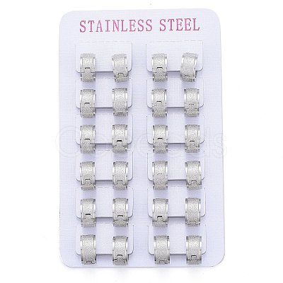 Tarnish Resistant Textured 304 Stainless Steel Huggie Hoop Earrings LS-EJEW-L252-017P-1