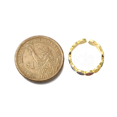 Brass Open Cuff Rings for Women RJEW-R005-03G-1