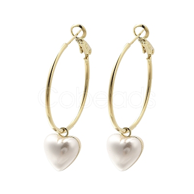 Brass Heart Hoop Earrings EJEW-A121-13G-1