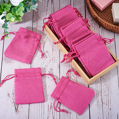 20Pcs Rectangle Polyester Imitation Burlap Packing Pouches Drawstring Bags ABAG-TA0001-95E-1