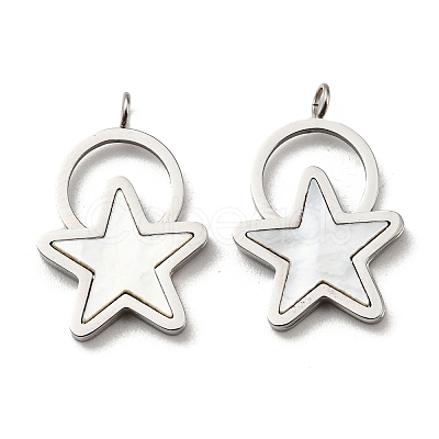 304 Stainless Steel Shell Pendants STAS-L022-013P-1