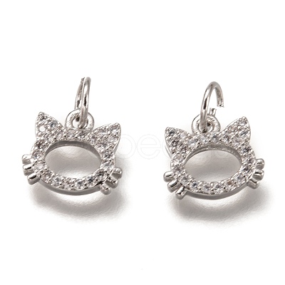 Brass Micro Pave Clear Cubic Zirconia Charms ZIRC-B002-55P-1