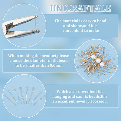 200Pcs 304 Stainless Steel Eye Pins STAS-UN0054-76-1