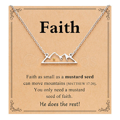 Mountain 201 Stainless Steel Mustard Seed Pendant Necklaces for Women WG511AE-04-1