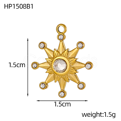 304 Stainless Steel Micro Pave Cubic Zirconia Charms CU-OY002-10G-1