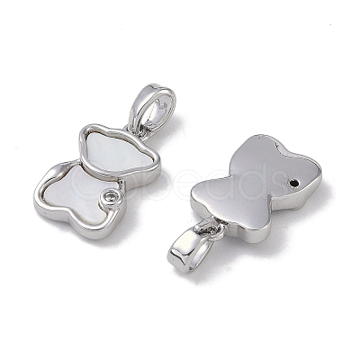 Brass & Shell & Clear Cubic Zirconia Pendants KK-G497-15P-1